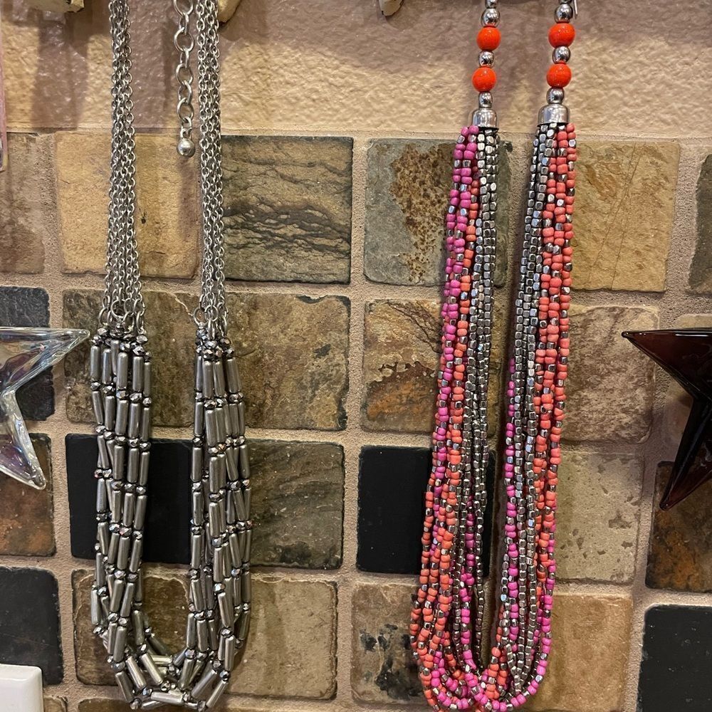Lane Bryant and Chico’s Silver and Pink Coral Beaded Necklaces - Picture 12 of 12